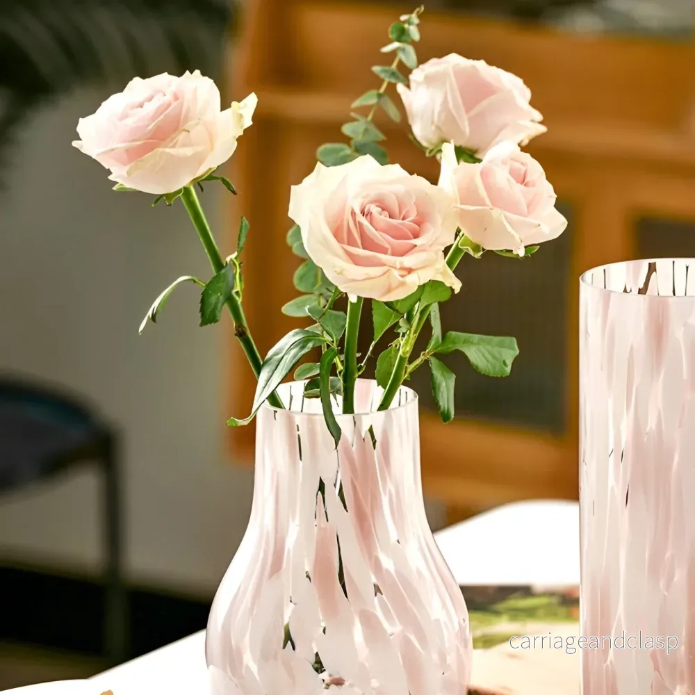 Rose Marmor Effekts Glasvas | Veska - Bild 2