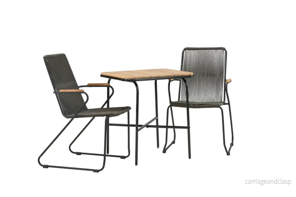 Holmbeck & Bois Cafebord Natur + Matstolar Mörkgrå - Bild 3