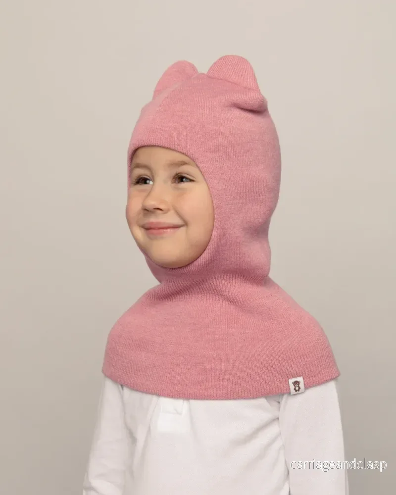 Balaklava i merinoull, rosa