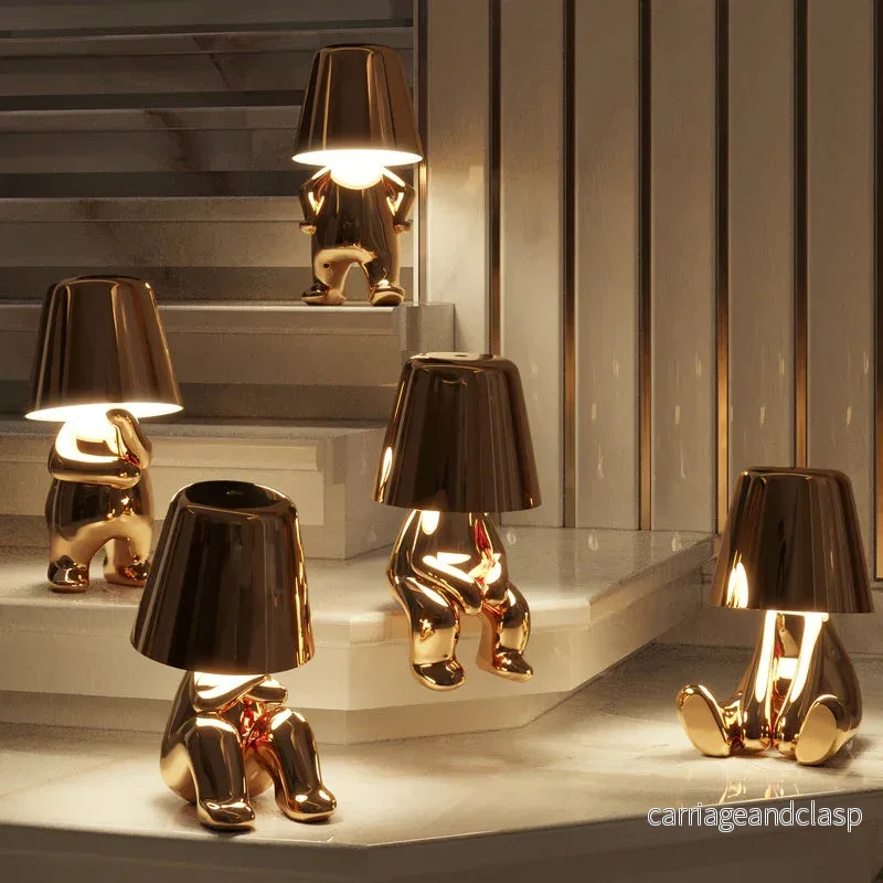 Thinker Liten Guld Man Bordslampa | Veska - Bild 3