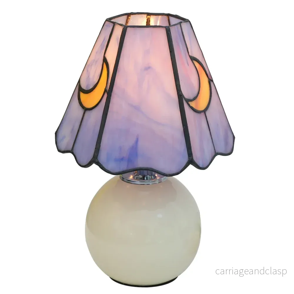 Vintage Moon Färgat Glas Bord Lampa | Veska - Bild 2