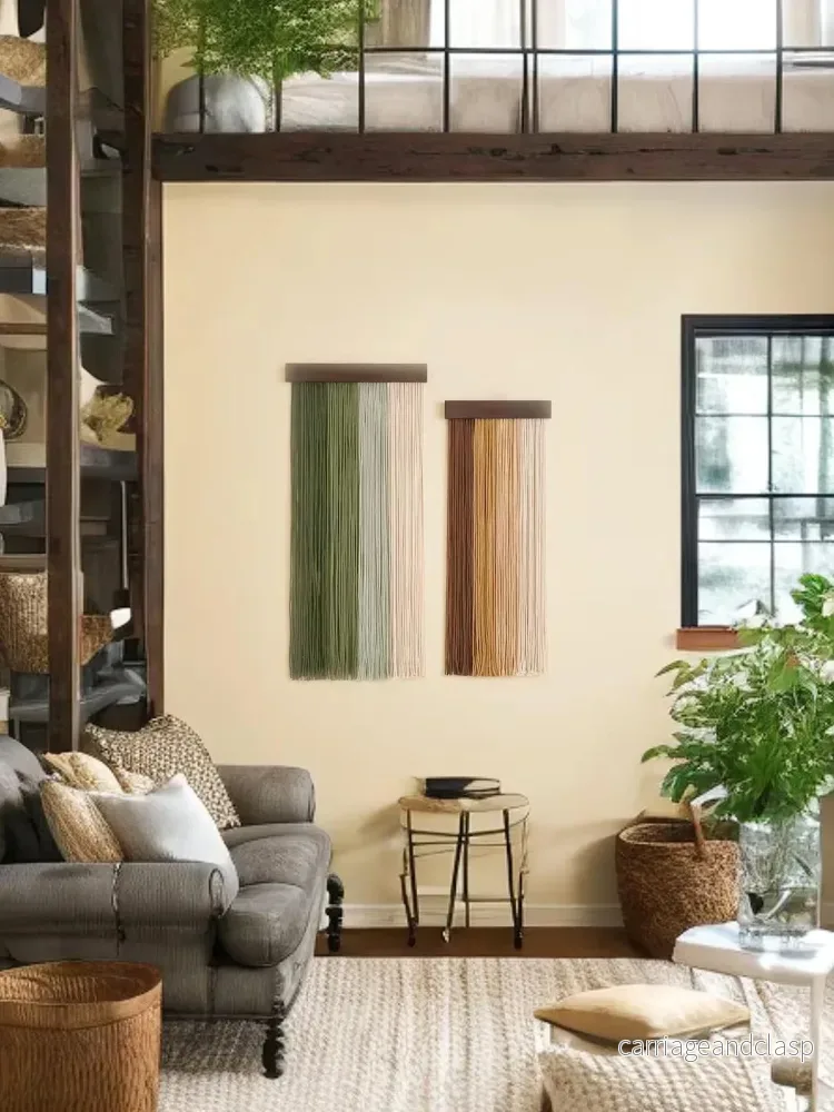 2 st Macrame Vägghängande Tapestry Ornament │ Textil Väggkonst för Boho Hemhylla Dekor | Veska - Bild 2