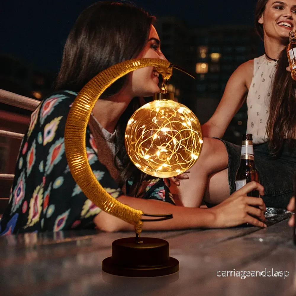 Rayvia Lunar Lamp - Halvmåne LED-ljus med glasglob för en mysig atmosfär | Veska - Bild 3