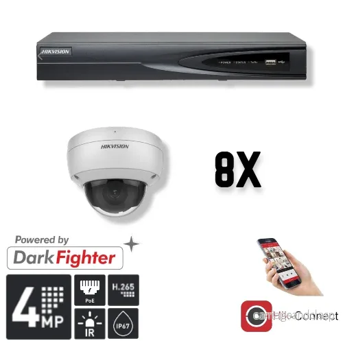 Hikvision Set 8x Dome 4MP + inspelare och kablage Hikvision Set 8x Dome 4MP + inspelare och kablage