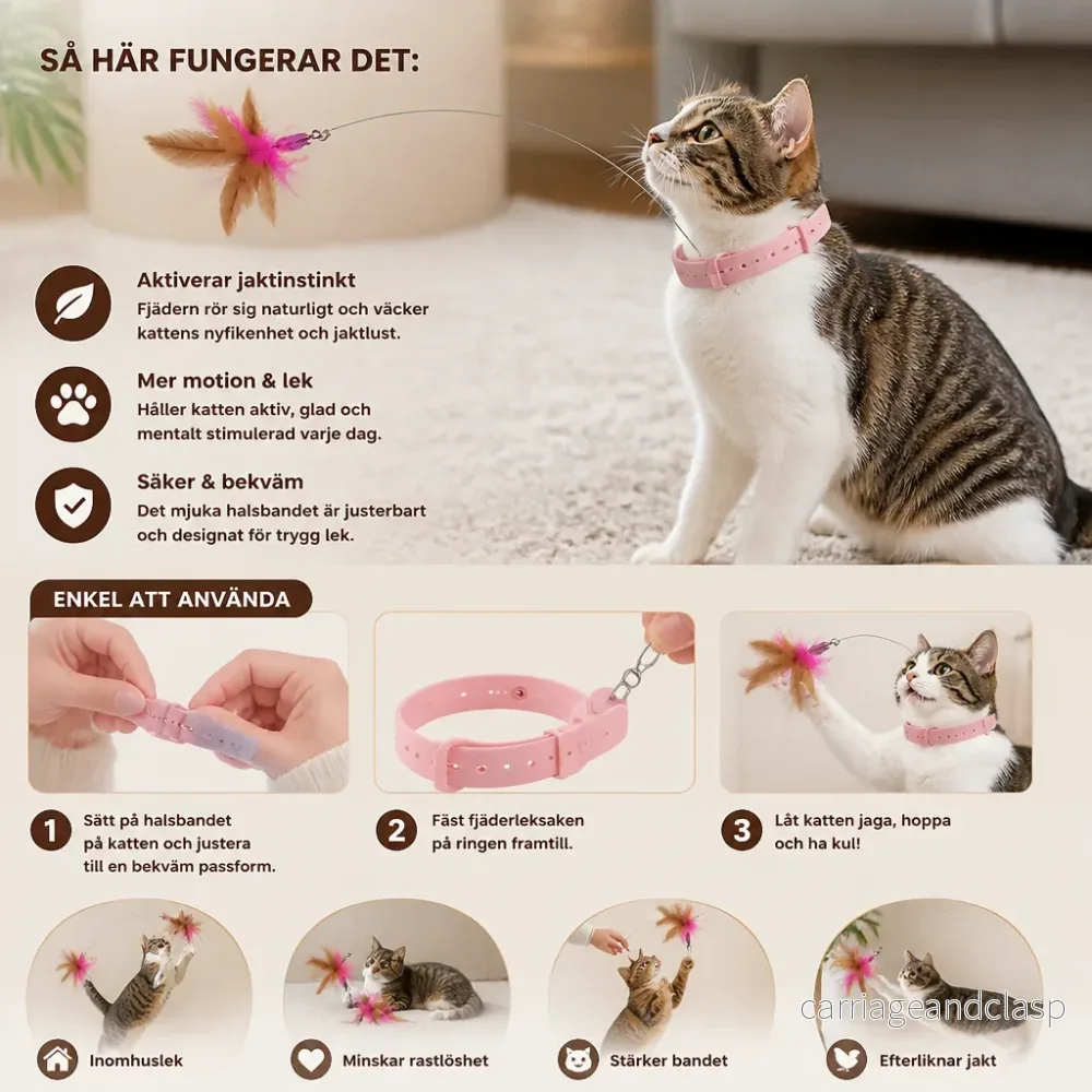 Interaktiv Kattleksak Med Fjäder Med Justerbart Halsband Och Lockande Lekfunktion - Bild 2