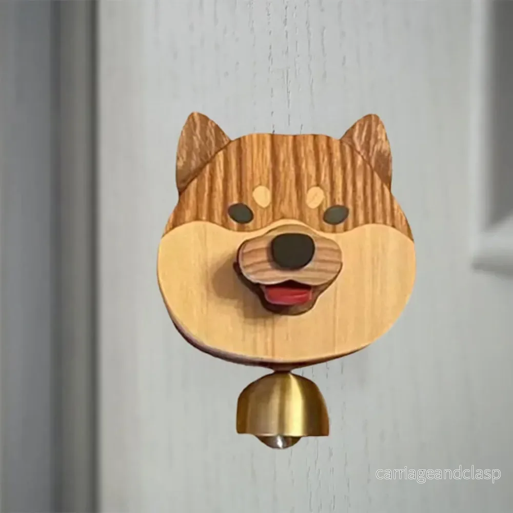 Lekfull Shiba Hund Ansikte Trä Dörrring | Veska Lekfull Shiba Hund Ansikte Trä Dörrring | Veska