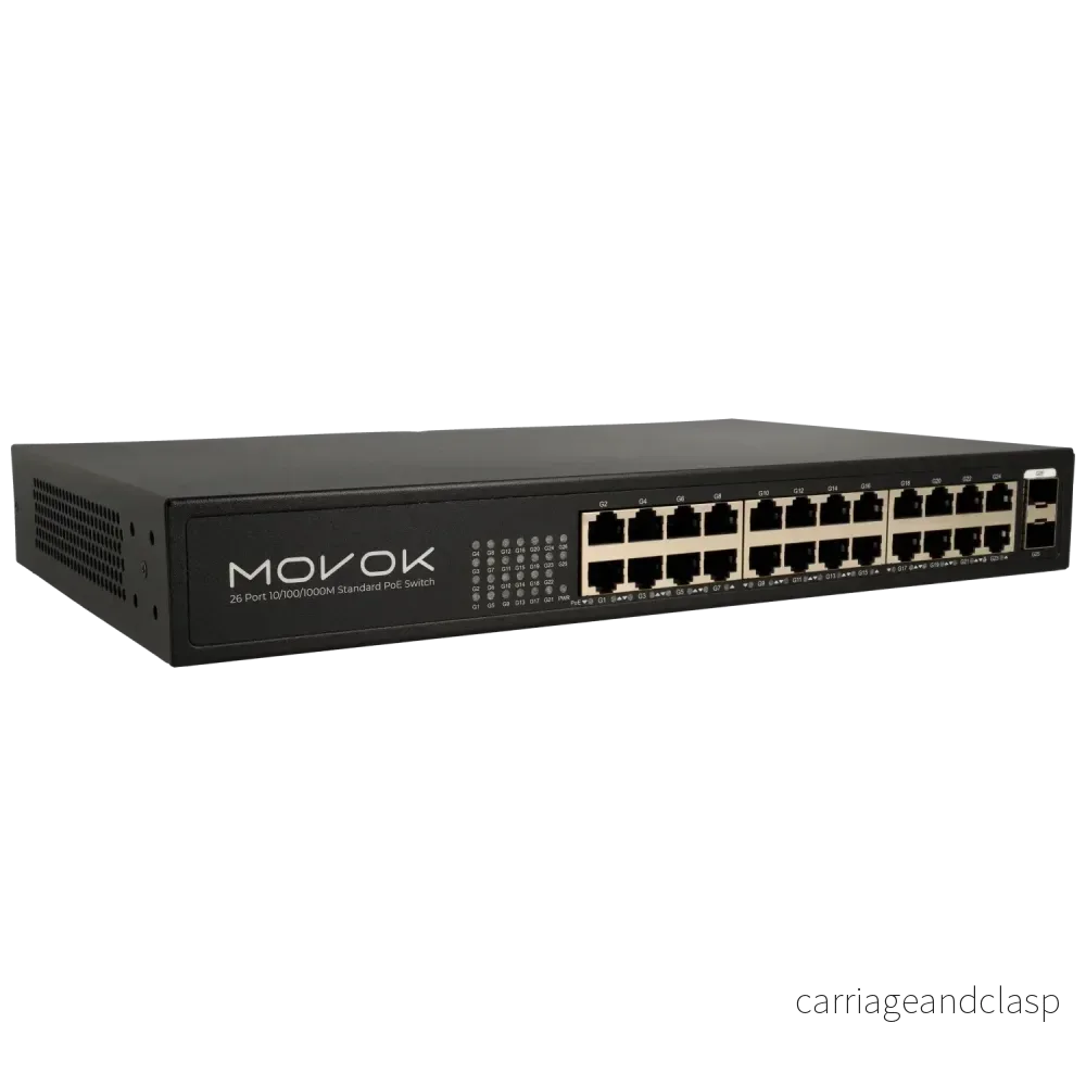 Movok 26-portars PoE Gigabit-switch, 24x PoE, 2x Uplink