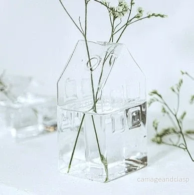 Enkel Mini Hus Glas Blomkruka | Veska Enkel Mini Hus Glas Blomkruka | Veska