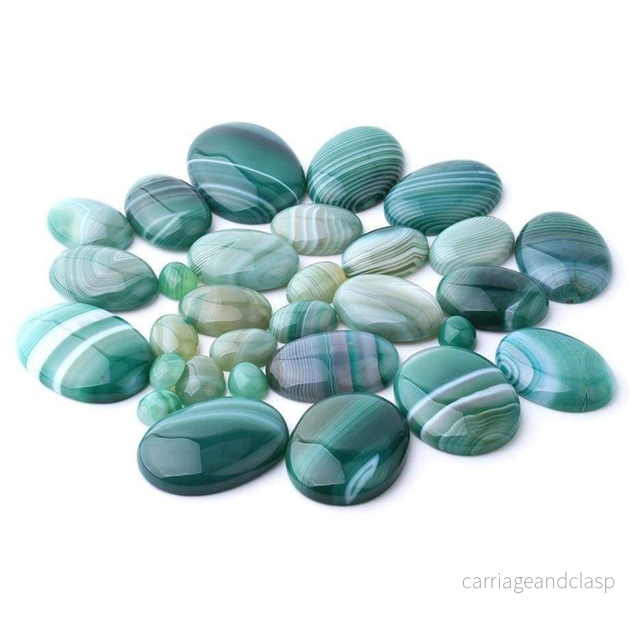 Oval Natural Green Agate Stones | Veska - Bild 3