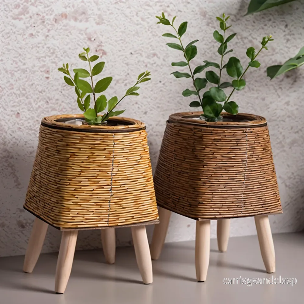 FauxWicker Kruka – Artisan Rustical Rattan Planter – Dekorativ Veskaomkorg | Veska FauxWicker Kruka – Artisan Rustical Rattan Planter – Dekorativ Veskaomkorg | Veska