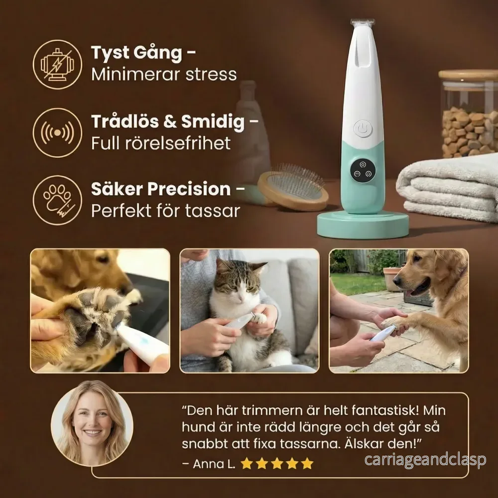Pet Paw Trimmer – Tyst, Trådlös Grooming Trimmer för Hundar och Katter - Bild 3