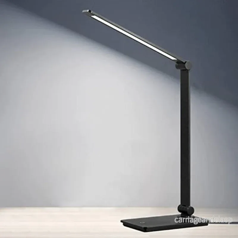 LED skrivbordslampa, touchkontroll skrivbordslampa med 3 ljusstyrkenivåer, dimbar kontorslampa med justerbart arm, hopfällbar bordslampa för skrivbord, sovrum, nattduksbord, kontor | Veska