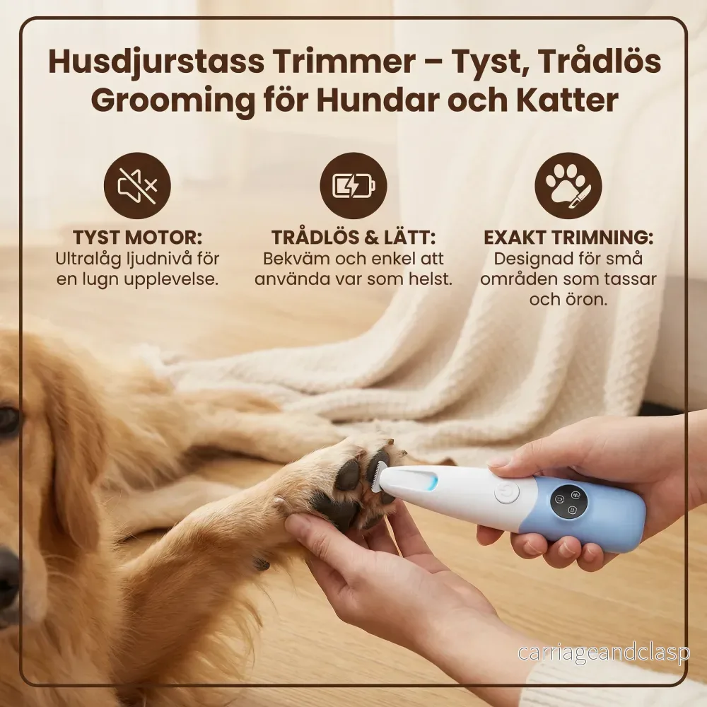 Pet Paw Trimmer – Tyst, Trådlös Grooming Trimmer för Hundar och Katter - Bild 2