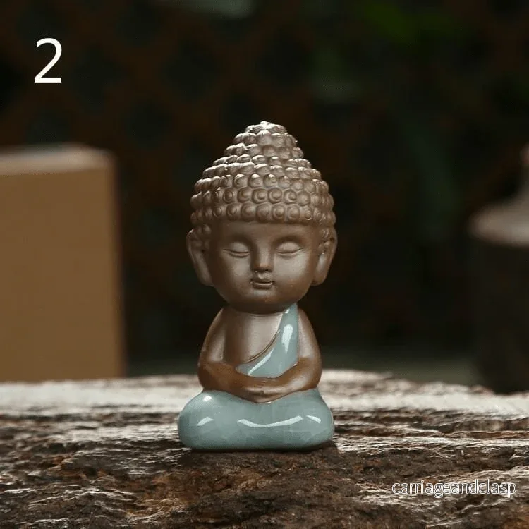 Mini Buddha-statyn i keramik och porslin | Veska - Bild 2