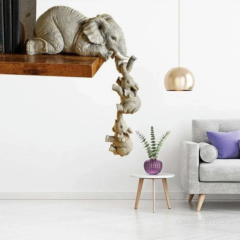 Elephant Family Söt Resin Hem Dekor | Veska - Bild 2