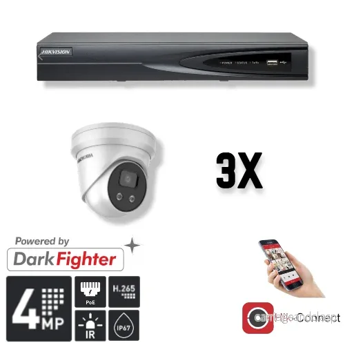 Hikvision Set 3x Turret 4MP + inspelare och kablage Hikvision Set 3x Turret 4MP + inspelare och kablage