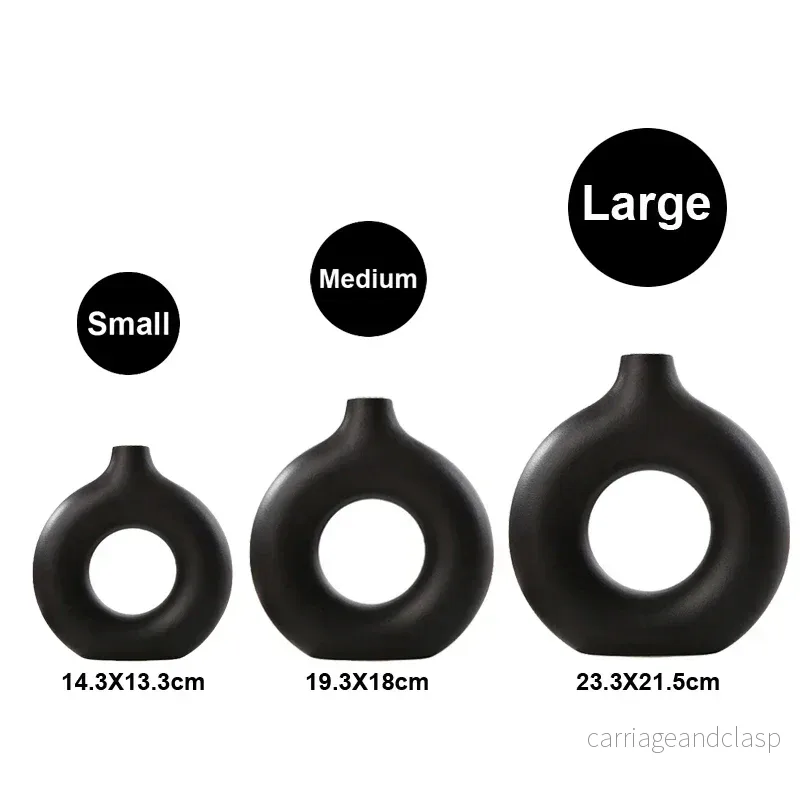 Royelux Nordic Hollow Ceramic Vase - Nutida Dekorativ Mästerverk | Veska - Bild 3