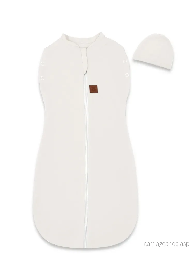 MimiNu Swaddle-sovsäck med mössa, Ecru - Bild 2