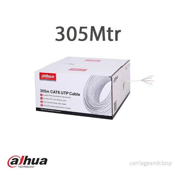 Dahua nätverkskabel CAT6, UTP, 305 m i förpackning, 100 % koppar, massiva ledare, CPR-godkänd
