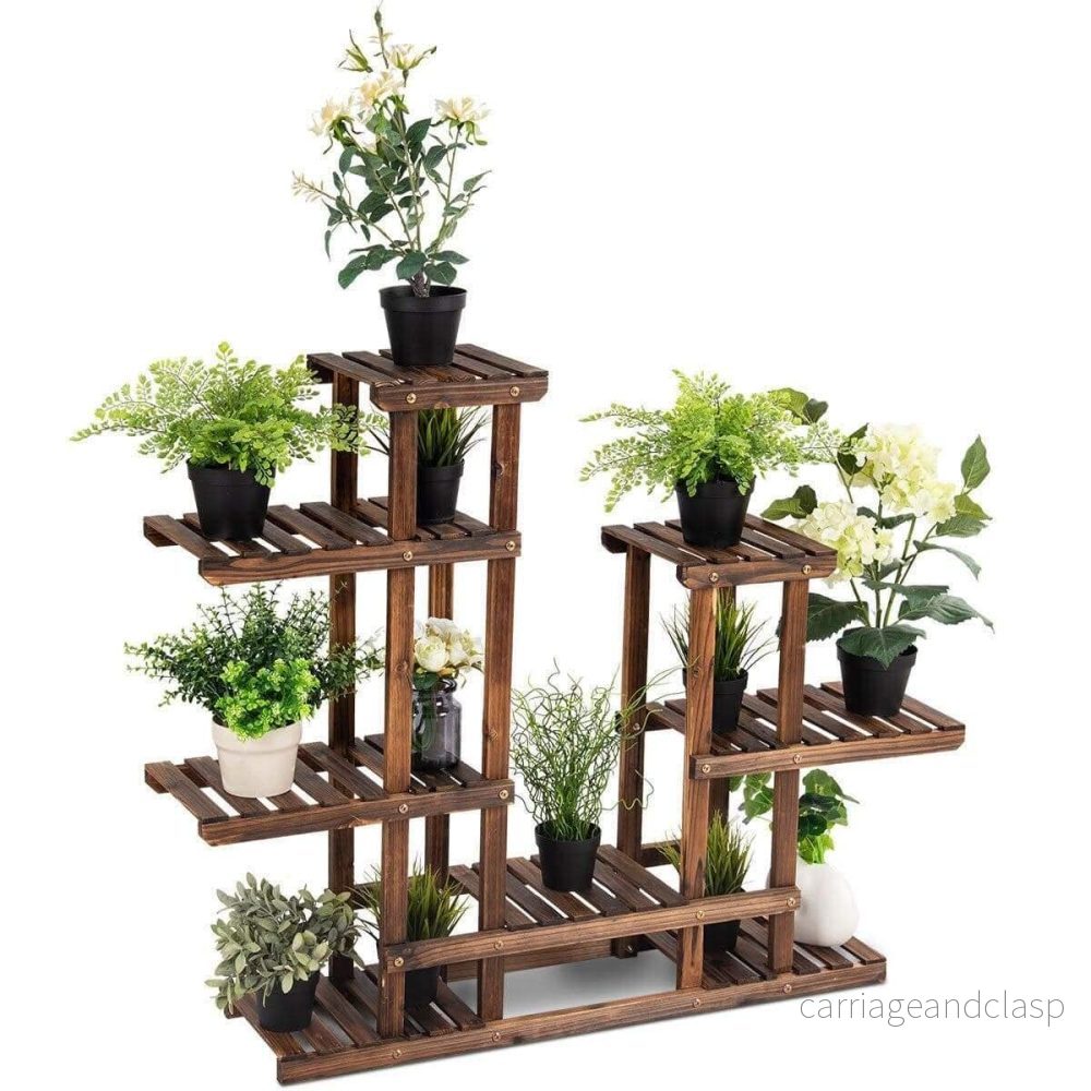 6-Tier Lagererad Träplantställ | Veska - Bild 3