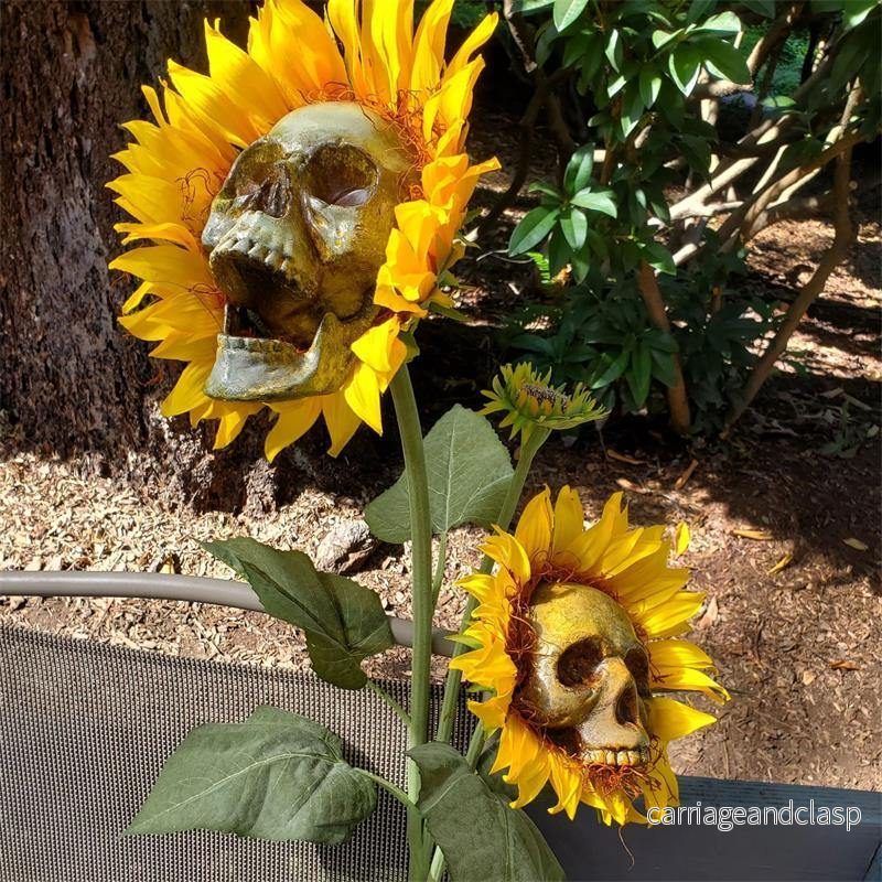 Halloween Skrämmande Solros Huvudskalle | Veska - Bild 3