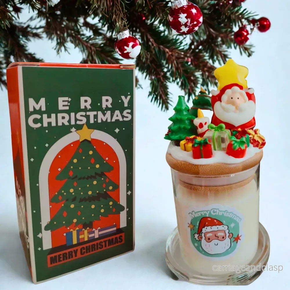 Doftljus Vit Persika & Oolong-te – Handdekorerat Julmotiv Doftljus Vit Persika & Oolong-te – Handdekorerat Julmotiv