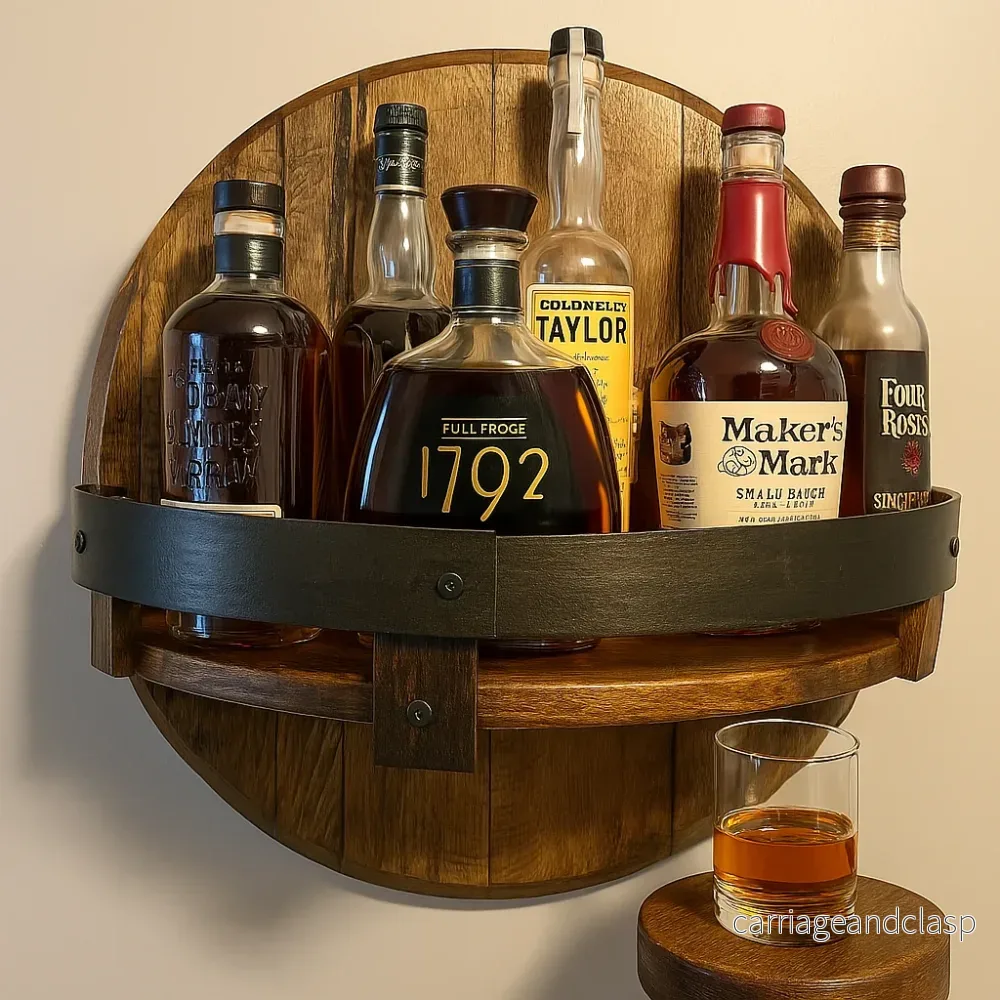 Rustik ek vägghylla för whiskeyburkar | Veska - Bild 3