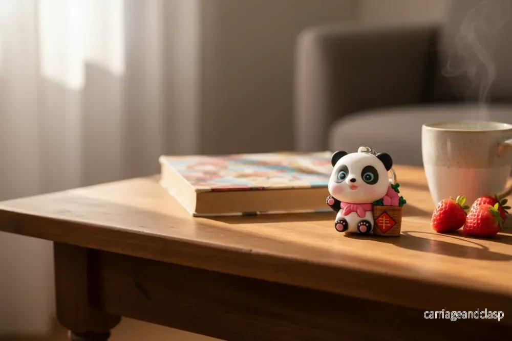 Söt Panda Nyckelring - Jordgubbar - Bild 2