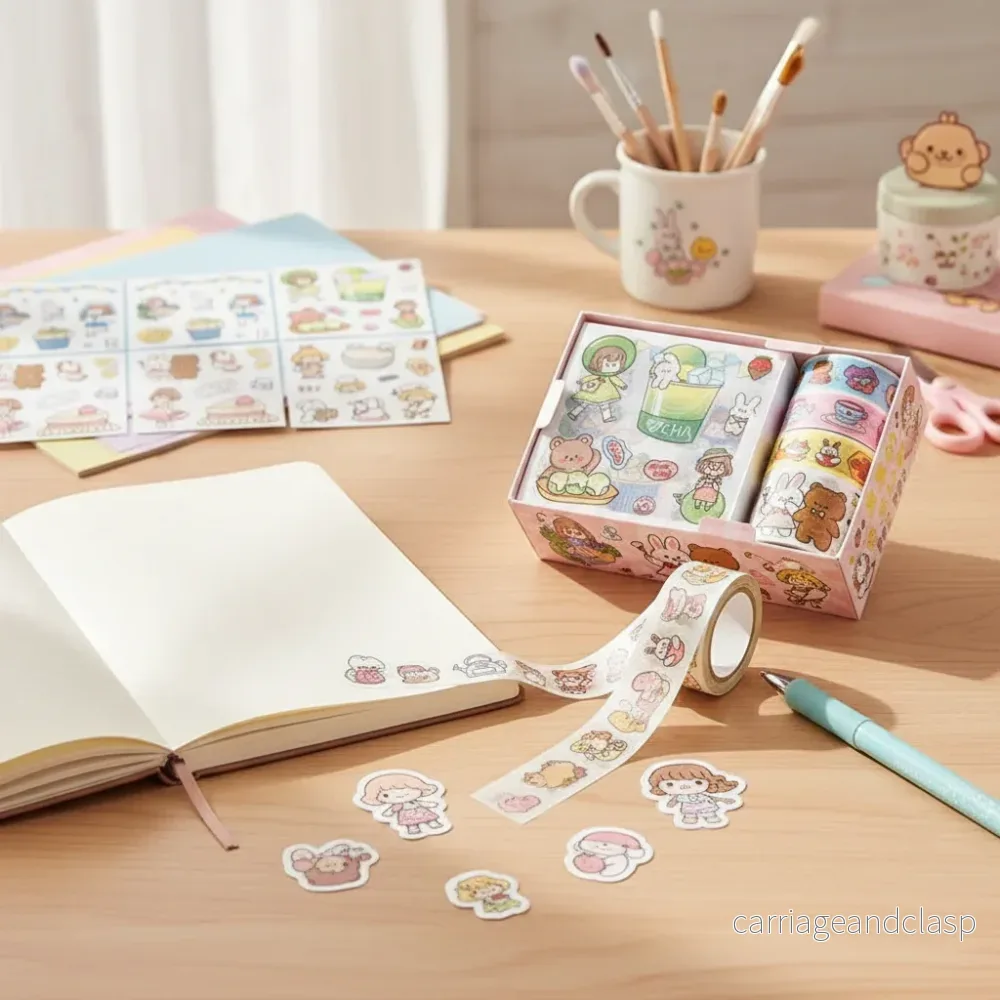 Washitejp & stickers - Pysselset kawaii Rosa - Bild 2