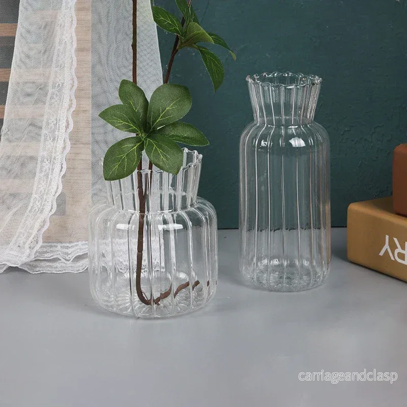 Royelux Glas Hydroponisk Vask - Elegant randig vask för Veskaomsterarrangemang | Veska - Bild 3