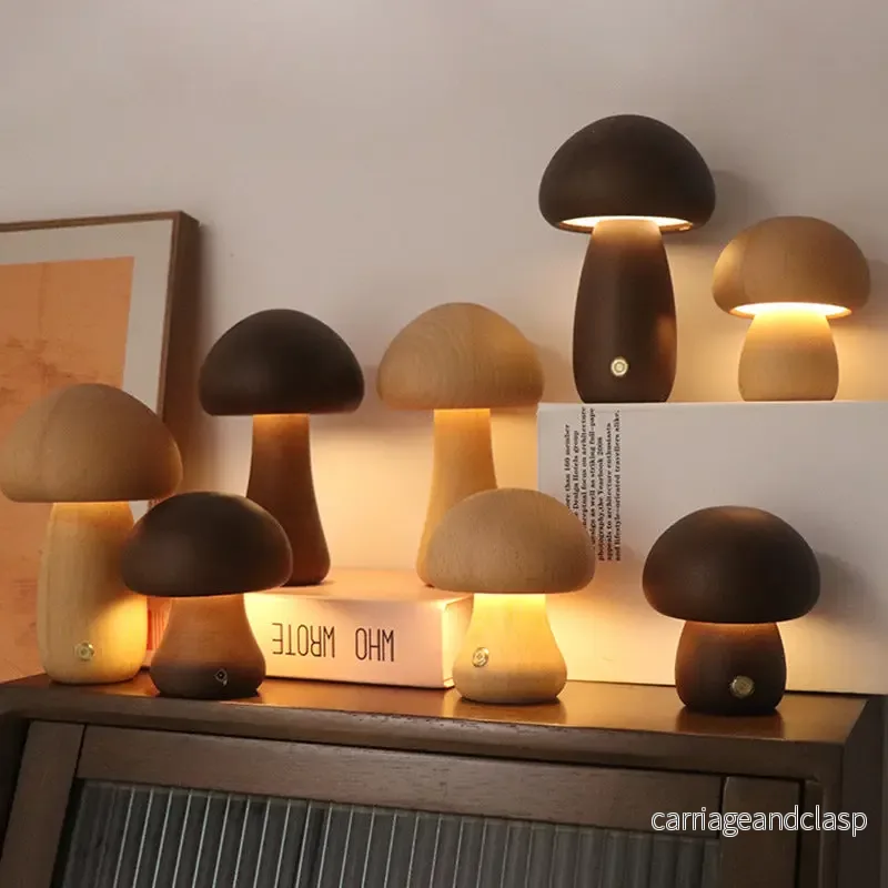 Träsvampslampa LED – Touchstyrd nattlampa i nordisk design