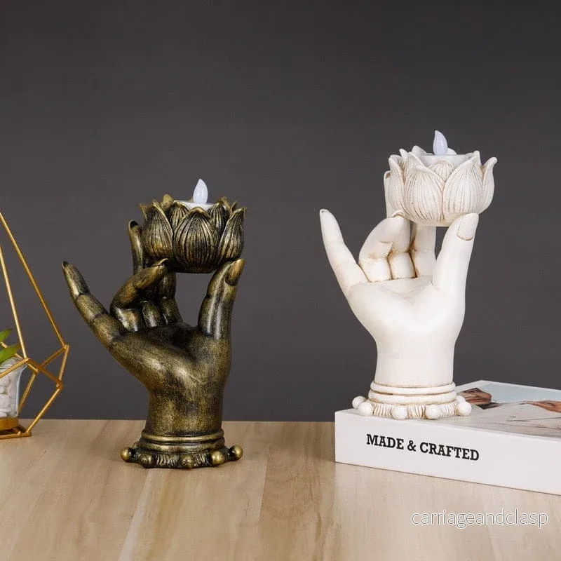Lotus Buddha Hand Ljusstake | Veska - Bild 2