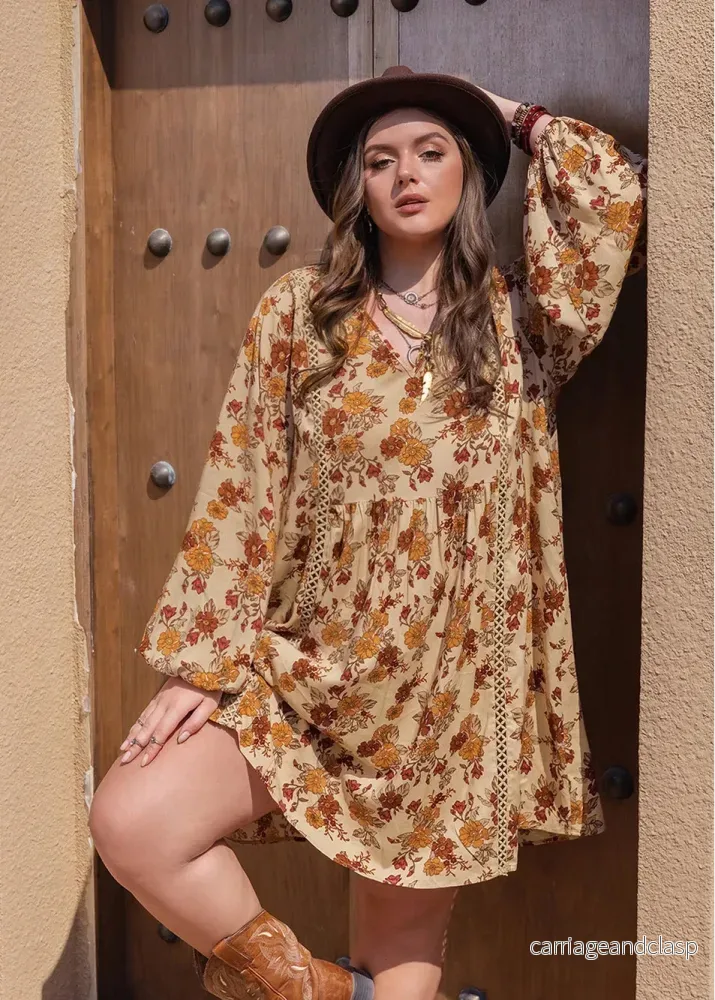 Plussize mönstrad miniklänning – avslappnad med bohemisk känsla Plussize mönstrad miniklänning – avslappnad med bohemisk känsla