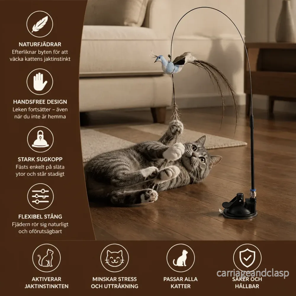 Handsfree interaktiv kattleksak med naturfjädrar och sugkopp - Bild 3
