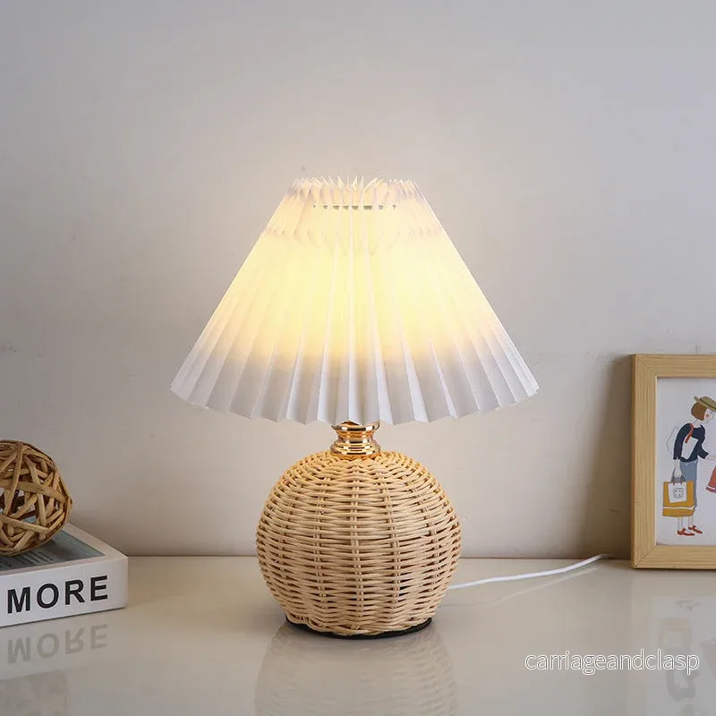 RattaLume Nordic LED Bordslampa | Vävd Rattan & Fällbar Tygytter | Stämningsljus | Dekor för Sovrummet | Veska - Bild 3