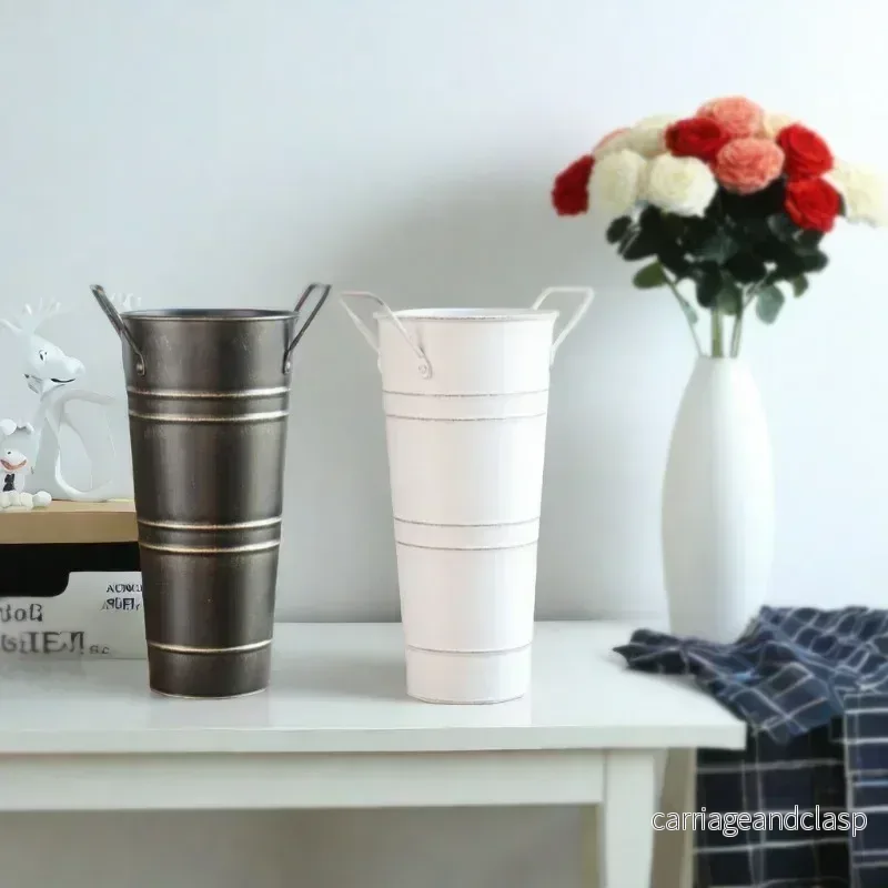 Retro Eisen-Veskaomma Bucket med Handtag Dekorativ Metall Veskaomkruka för Hem | Veska - Bild 2
