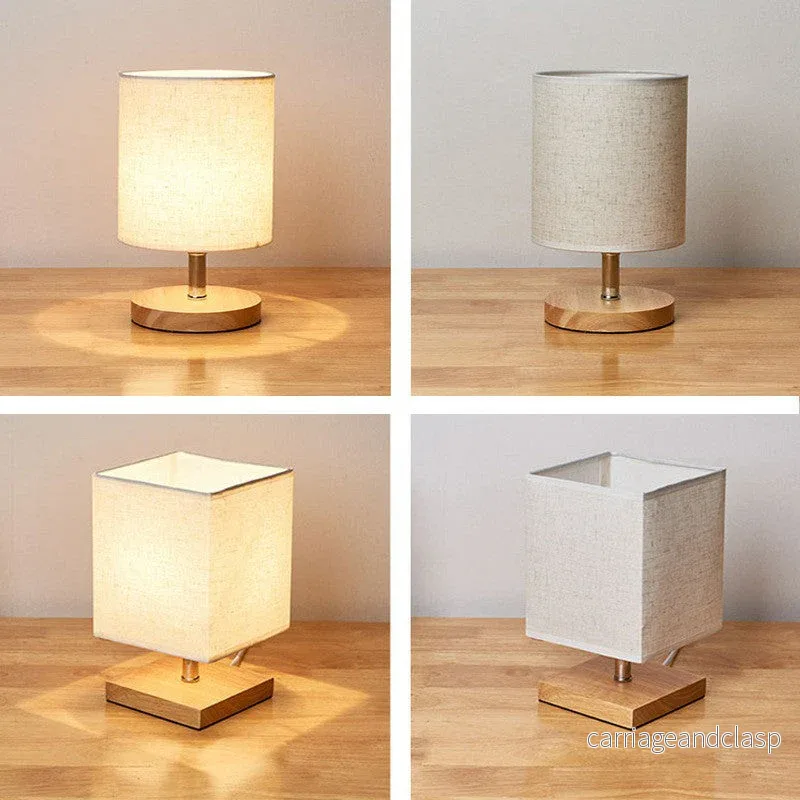 LinenWood Minimalist Bordslampa – Naturträbas och linneskärm för varmt, modernt belysning | Veska - Bild 2