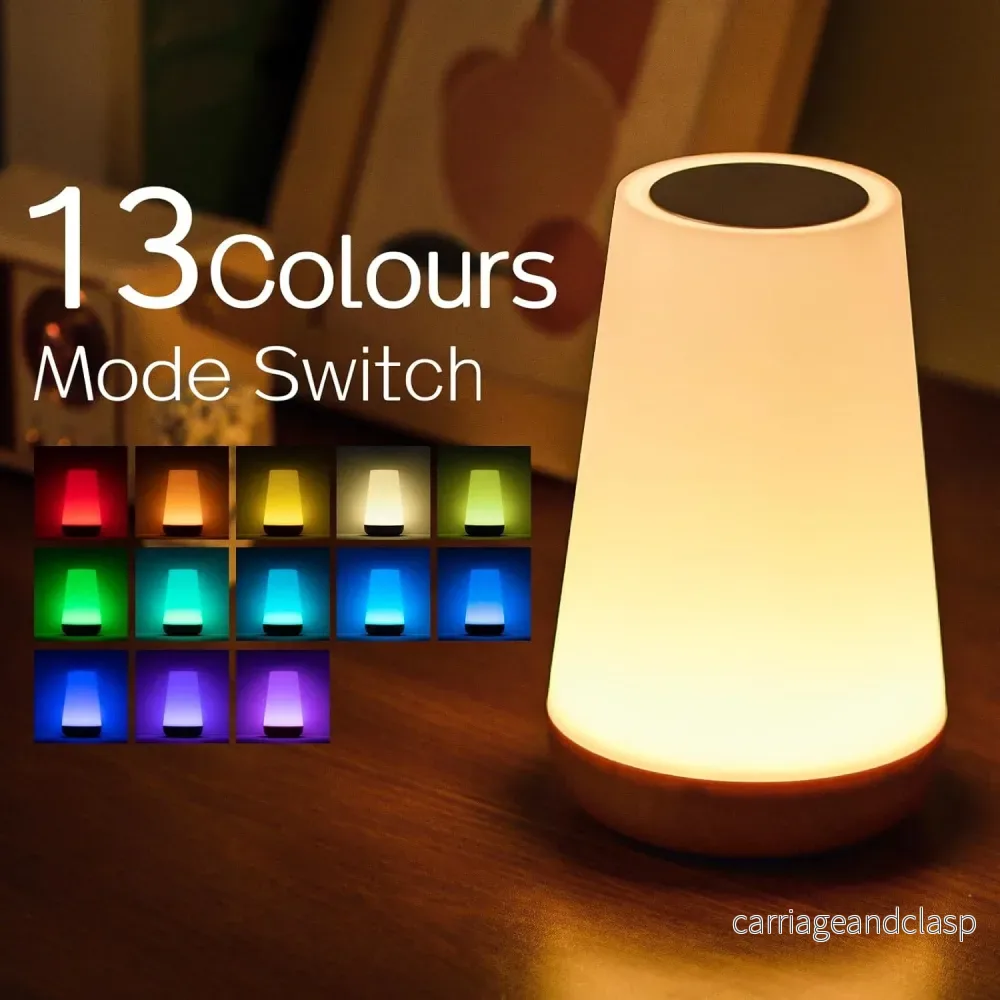 Veska | Nattlampa, LED Touch Sängbordslampa, 13 RGB Färger Som Förändras