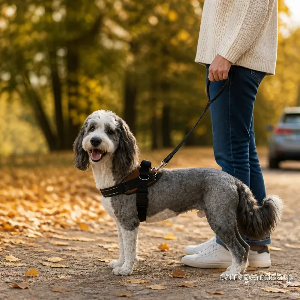 Reflekterande justerbart hundsele med 3 koppelklämmor – vadderat för promenader och träning