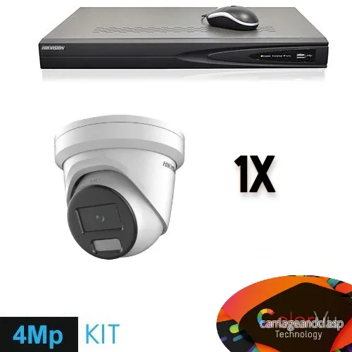Hikvision Colorvu Set 1x Turret 4MP-inspelare + kablage Hikvision Colorvu Set 1x Turret 4MP-inspelare + kablage