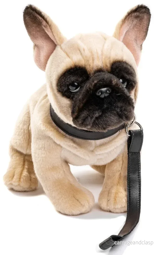 Uni Toys - Fransk bulldogg Med Koppel (Beige) Gosedjur - Bild 2