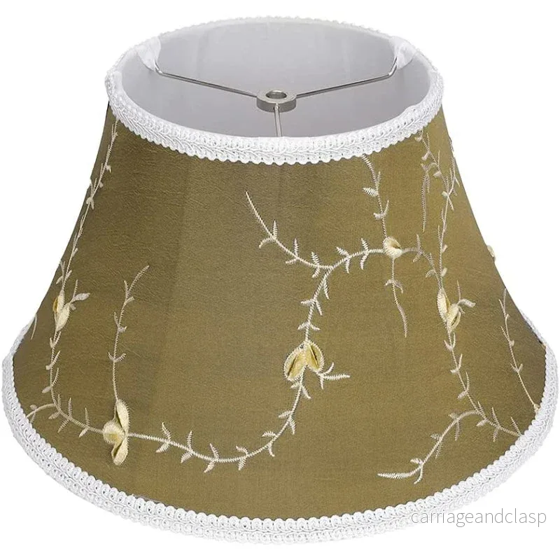 Medium lampskärm, fat tyg lampskärm för bordslampa och golvlampa, 7x13x7.8 tum, naturligt ventilerad linne, handgjord, spindel (vit) | Veska - Bild 2