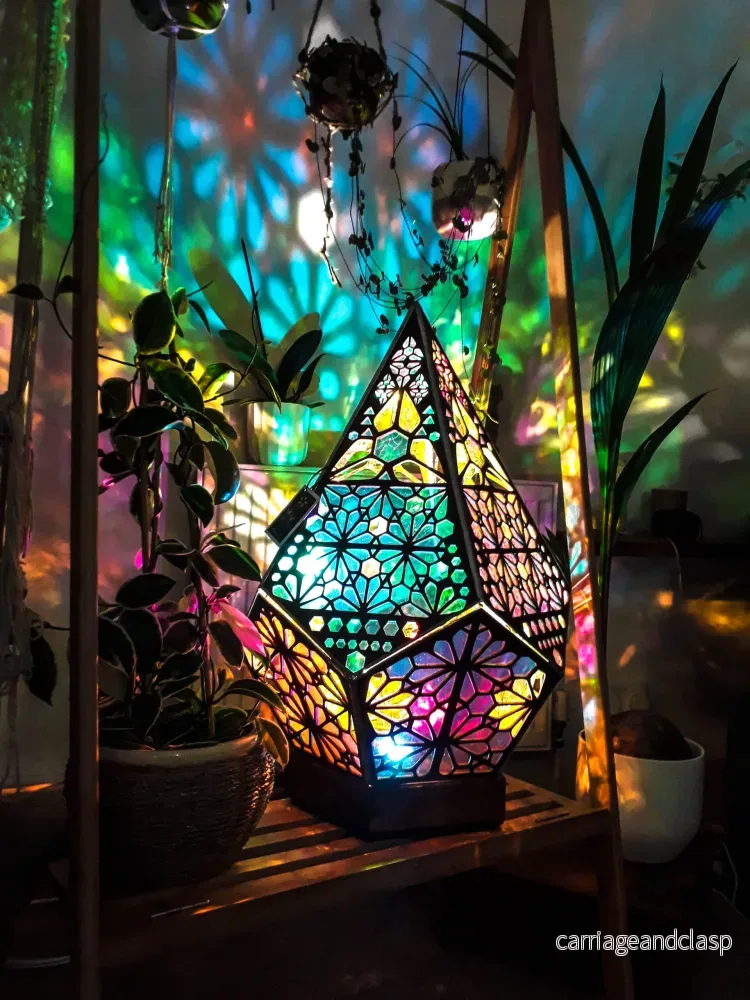 Glass-in-Block Stil LED Bordslampa – LumiAura | Veska