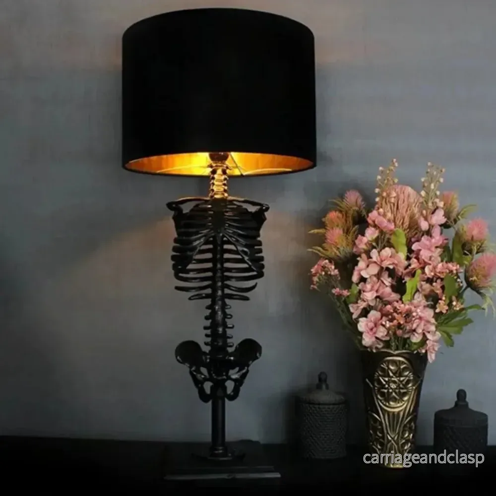 Skalle Bordslampa Skelett Skräck 3D Staty Kreativ Fest Dekorationsaccessoar Prop Halloween Dekoration Atmosfärslampa Nattlampa | Veska - Bild 3