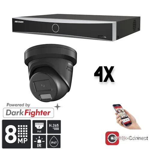 Hikvision Set 4x Turret 8MP + inspelare och kablage