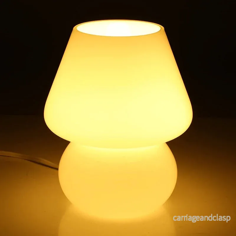 Svamp lampa, Glas svamp sänglampor Genomskinlig Murano Vintage stil Randig liten sängbord lampa Virvlande ljus för heminredning, matsal, vardagsrum, sovrum, present | Veska