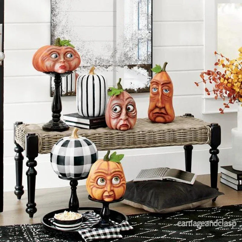 Uttrycksfulla Pumpa Ansikten Halloween Dekoration | Veska - Bild 3