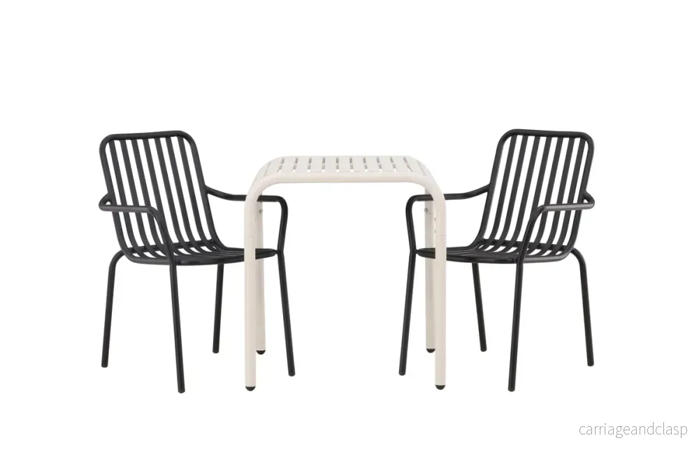 Borneo & Peking Cafebord Beige + Matstolar Svart - Bild 2