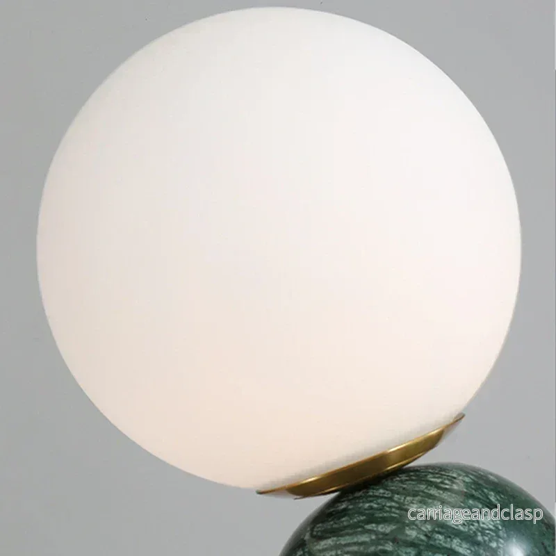 Modern marmor bordslampa med runt glas, elegant belysning för vardagsrum | Veska - Bild 2