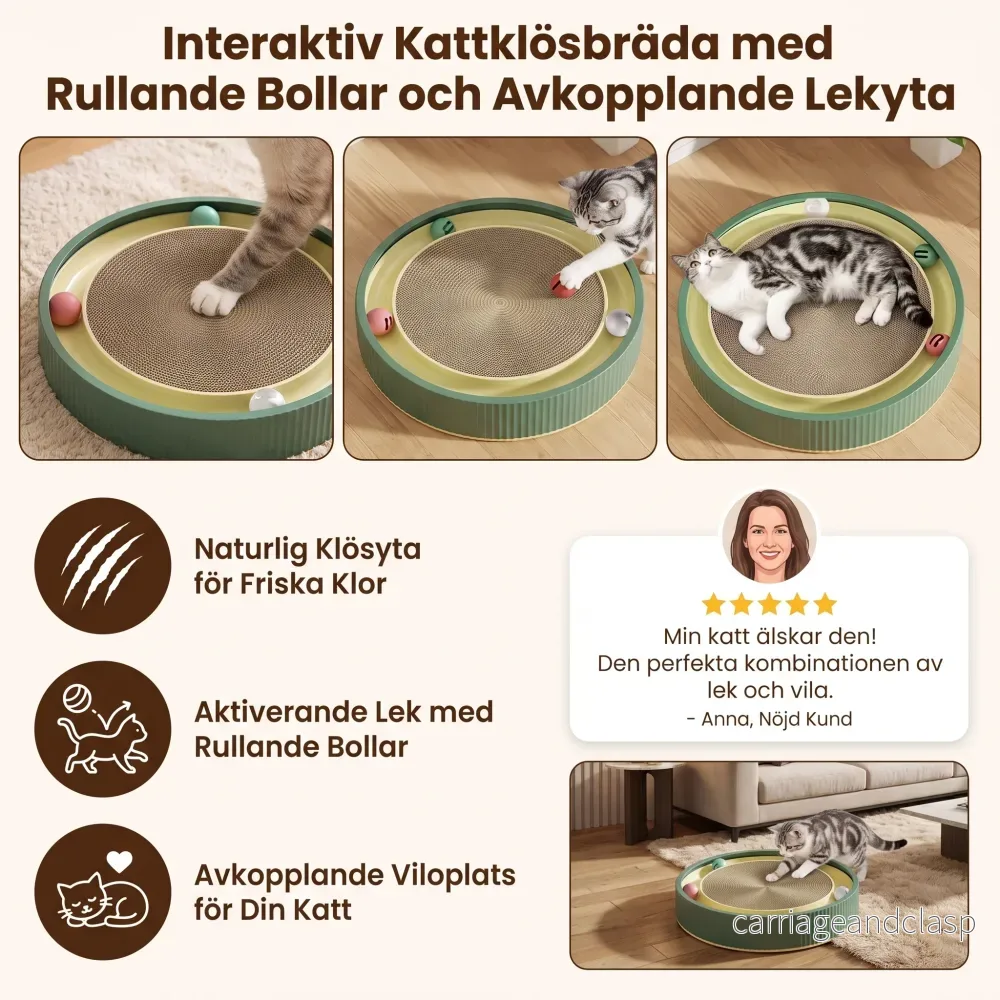 Interaktiv Kattklösbräda med Rullande Bollar och Avkopplande Lekyta - Bild 3